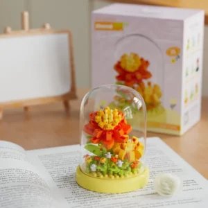 لگو گل شیشه ای پئونی نارنجی peony
