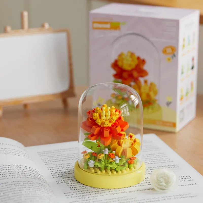 لگو گل شیشه ای پئونی نارنجی peony